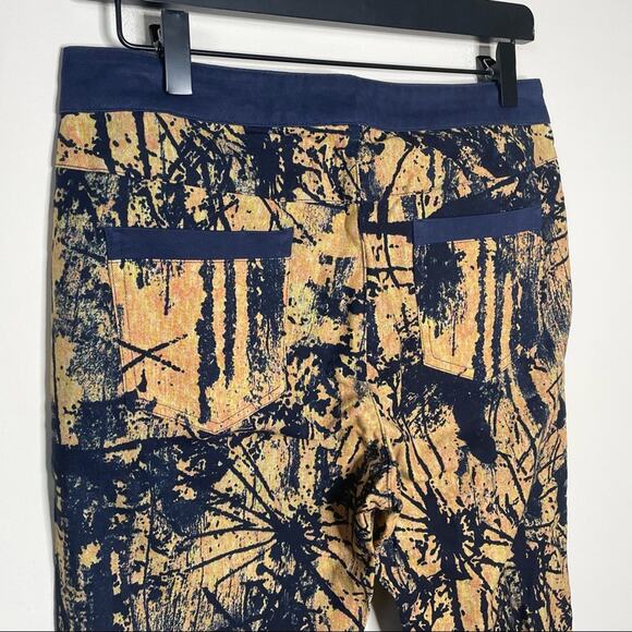 ELF SACK navy abstract print artsy statement slim leg pants size large - Picture 8 of 8